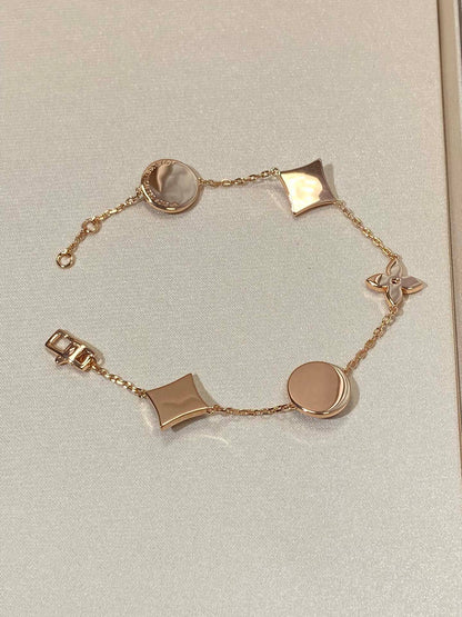 [Love Lucky] Armband mit Stern- und Sonnenmotiv, 5 Mops-Motive, Roségold
