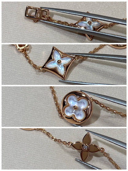 [Love Lucky] Armband mit Stern- und Sonnenmotiv, 5 Mops-Motive, Roségold