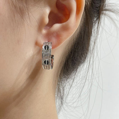 [Love Lucky] LOVE KERAMIK DIAMANT-BEFESTIGTE SILBER-OHRRINGE