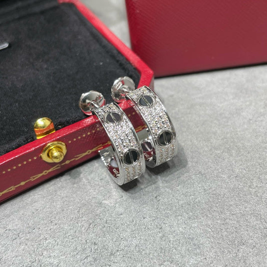 [Love Lucky] LOVE KERAMIK DIAMANT-BEFESTIGTE SILBER-OHRRINGE