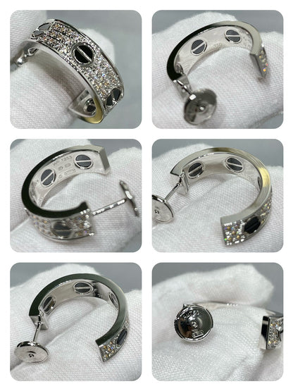 [Love Lucky] LOVE KERAMIK DIAMANT-BEFESTIGTE SILBER-OHRRINGE