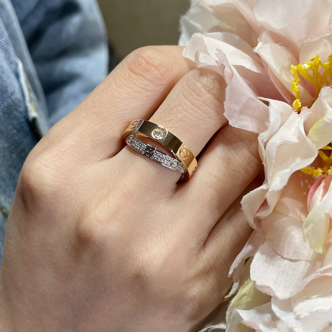 [Love Lucky] LIEBE ROSA GOLD SILBER DIAMANT DOPPELRING