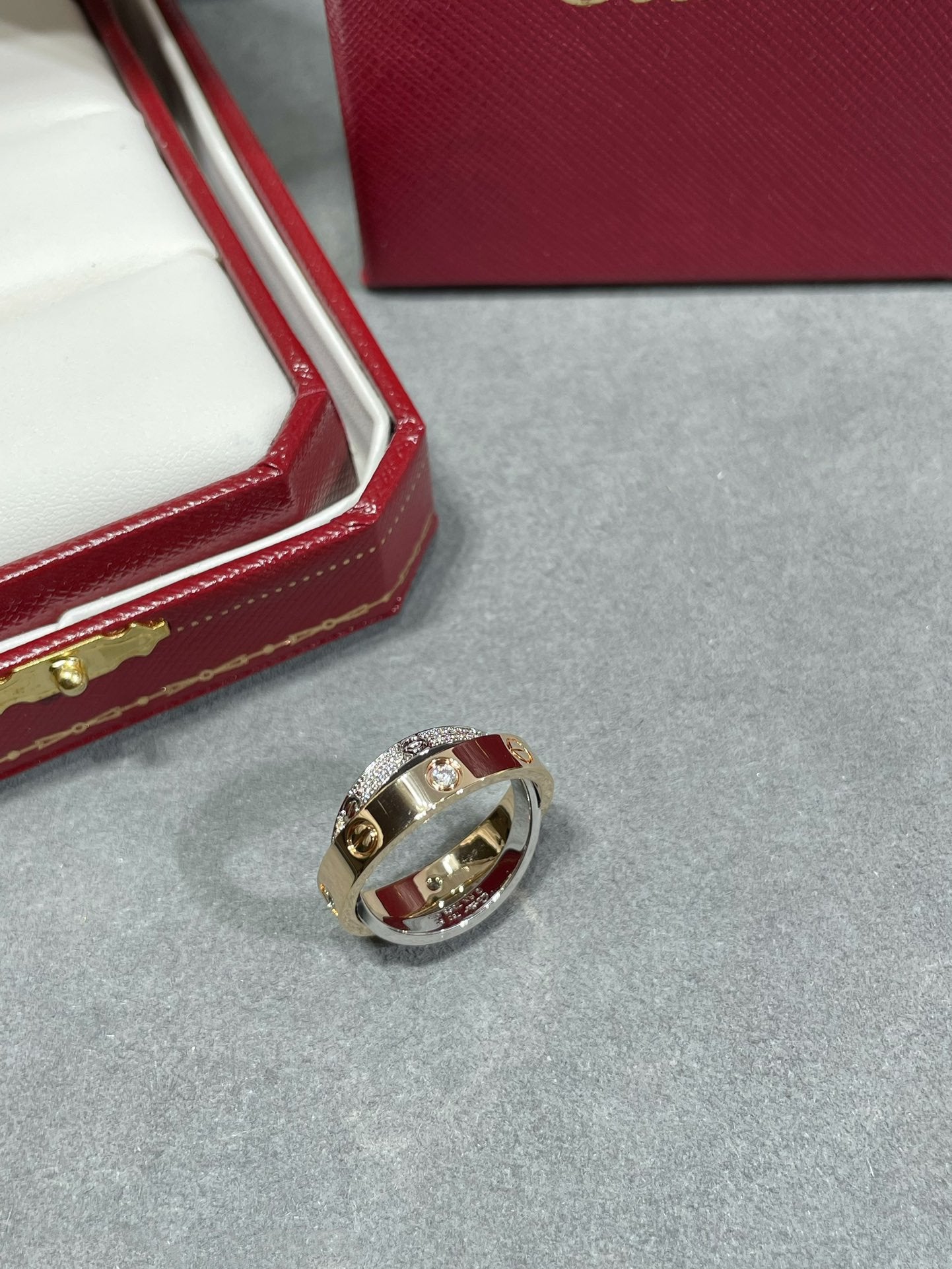[Love Lucky] LIEBE ROSA GOLD SILBER DIAMANT DOPPELRING