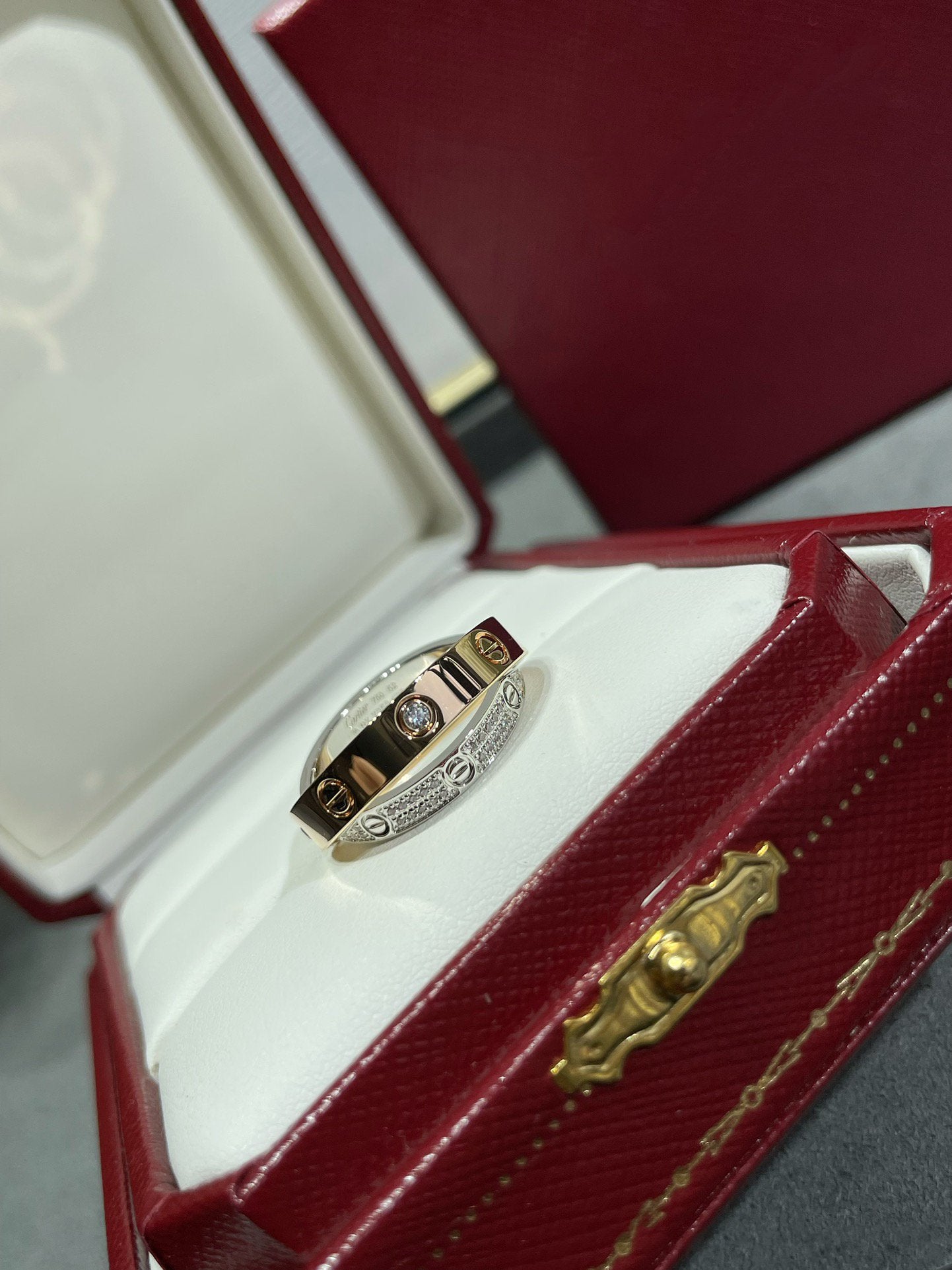 [Love Lucky] LIEBE ROSA GOLD SILBER DIAMANT DOPPELRING