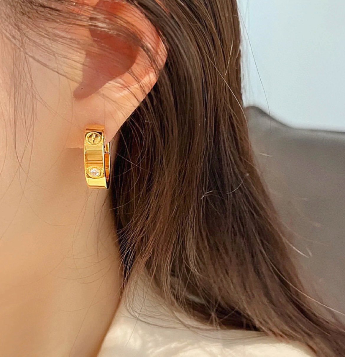 [Love Lucky] LOVE 5,5 MM 1 DIAMANT OHRRINGE