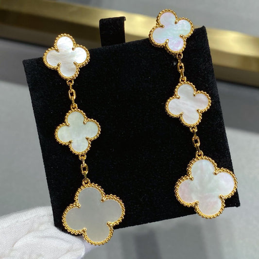 [Love Lucky]CLOVER MOP 3 MOTIVE GOLD OHRRINGE 