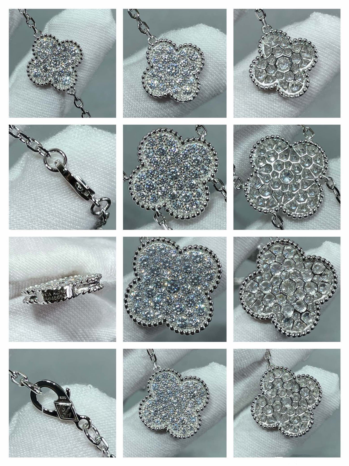 [Love Lucky] Halskette mit Kleeblatt-Motiv und Diamanten