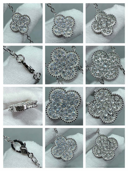 [Love Lucky] Halskette mit Kleeblatt-Motiv und Diamanten
