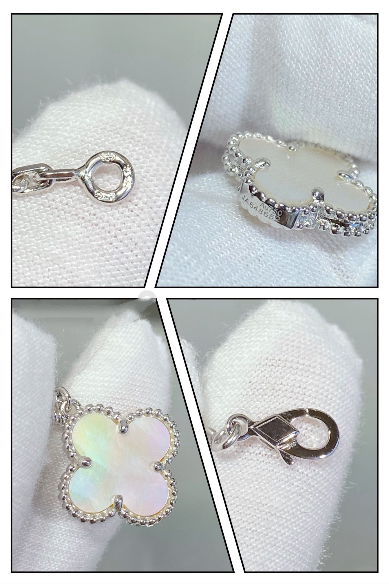 [Love Lucky]CLOVER 5 MOTIV WEISSER MOP SILBERARMBAND