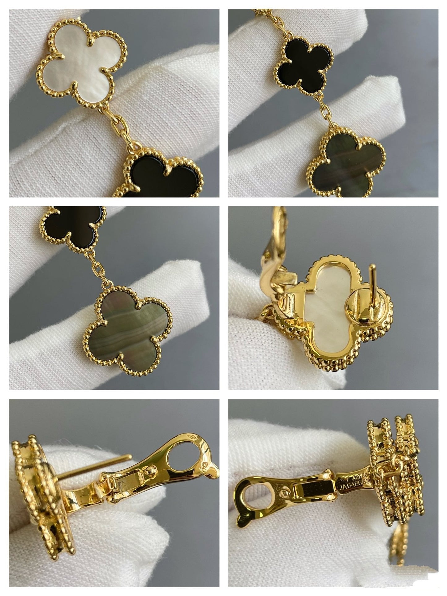 [Love Lucky] CLOVER 3 MOTIV MOP ONYX DARK MOP ROSA GOLD OHRRINGE