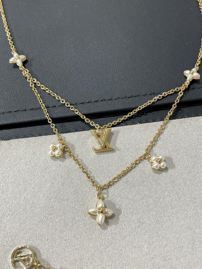 [Love Lucky]FLOWERGRAM GOLD MOP DOPPELREIHIGE HALSKETTE