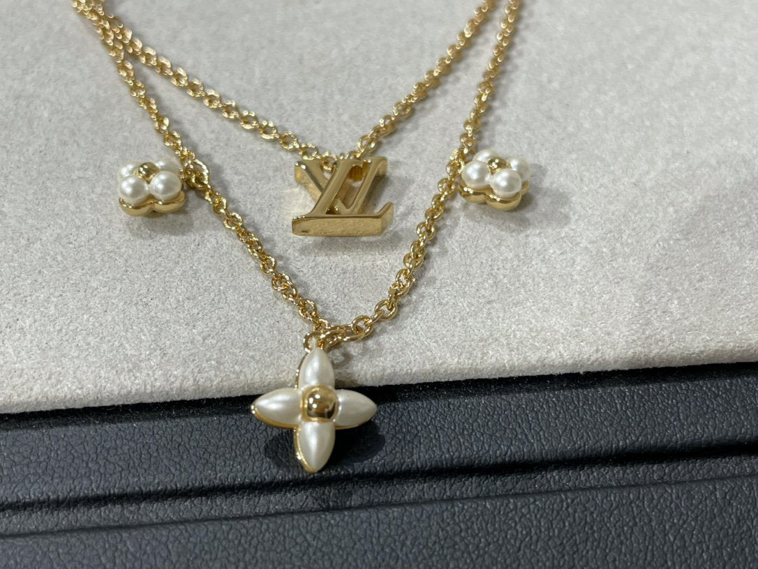 [Love Lucky]FLOWERGRAM GOLD MOP DOPPELREIHIGE HALSKETTE