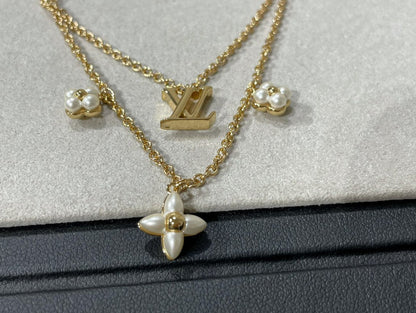 [Love Lucky]FLOWERGRAM GOLD MOP DOPPELREIHIGE HALSKETTE