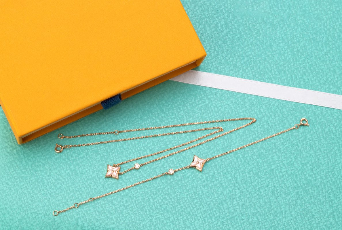 [Love Lucky] Star Pink Mop 1 Diamant Roségold Halskette