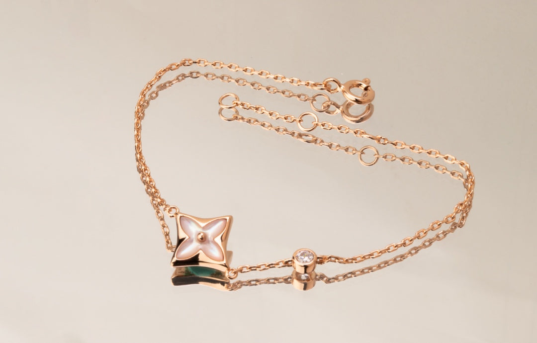 [Love Lucky] Star Pink Mop 1 Diamant Roségold Halskette