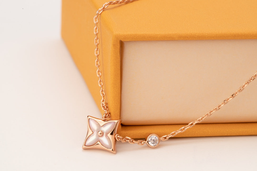 [Love Lucky] Star Pink Mop 1 Diamant Roségold Halskette