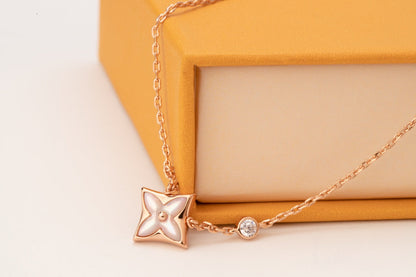 [Love Lucky] Star Pink Mop 1 Diamant Roségold Halskette