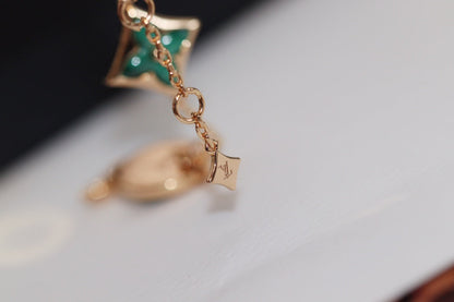 [Love Lucky] Armband aus Roségold mit Stern- und Sonnenmotiv und 4 Malachit-Motiven