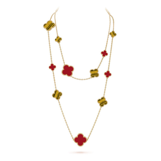 [Love Lucky] KLEEBLATT 16 MOTIV KARNEOL TIGERAUGE ROSÉGOLD HALSKETTE