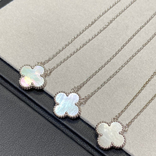 [Love Lucky]CLOVER MEDIUM SILVER WHITE MOP NECKLACE