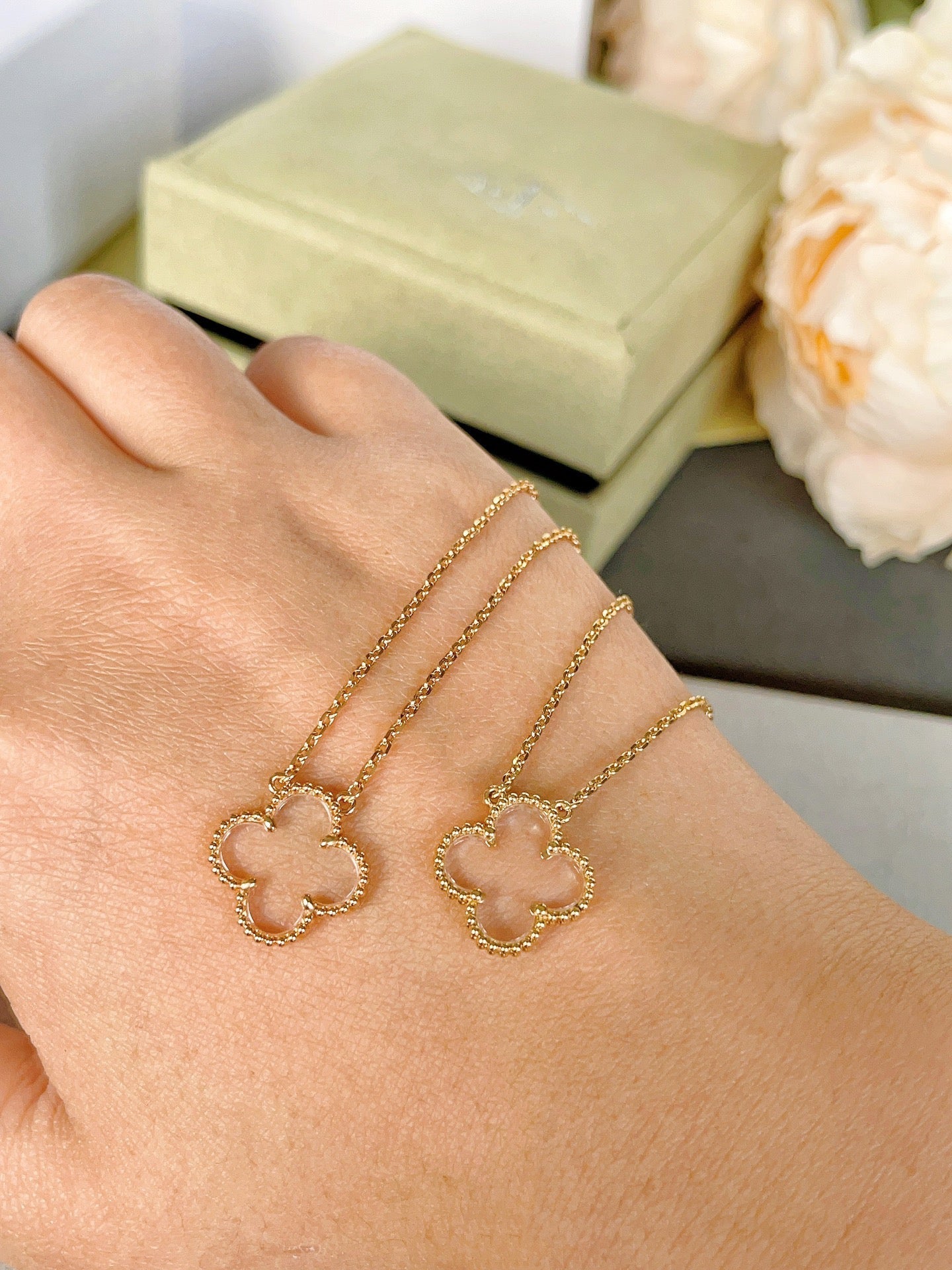 [Love Lucky]CLOVER BERGKRISTALL ROSÉGOLD HALSKETTE