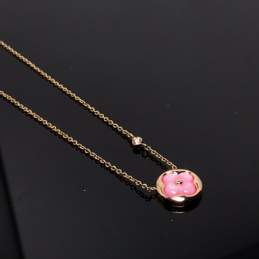 [Love Lucky] Farbe Blüte rosa Mop Sonne Gold Halskette