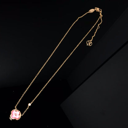 [Love Lucky] Farbe Blüte rosa Mop Sonne Gold Halskette