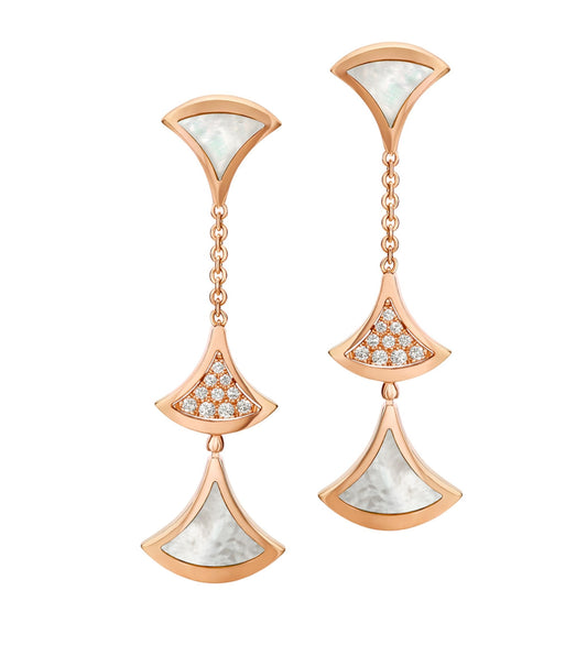 [Love Lucky] DREAM OHRRINGE 3 MOTIVE DIAMANT MOP ROSA GOLD