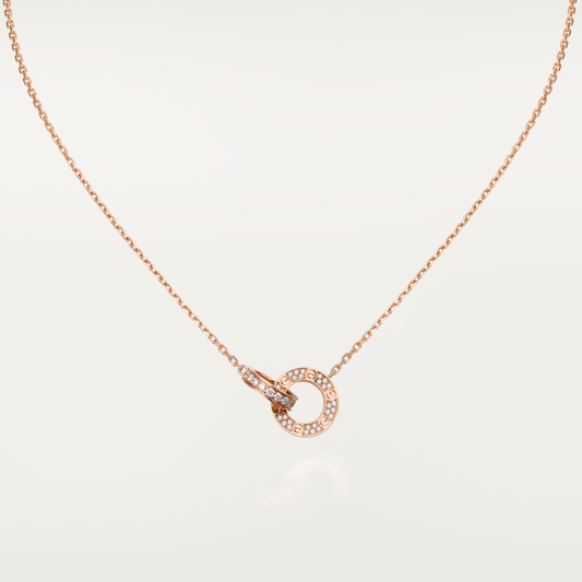 [Love Lucky] LOVE 7,6 MM HALSKETTE ROSÉGOLD UND SILBER VOLLER DIAMANT