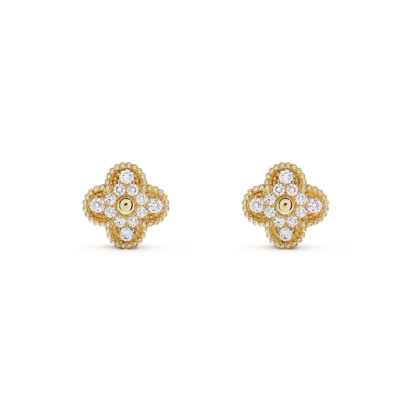 [Love Lucky]CLOVER MEDIUM 1 MOTIFS VOLLE DIAMANT-OHRRINGE