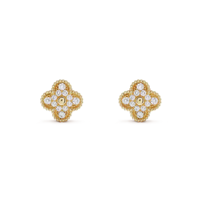 [Love Lucky]CLOVER MEDIUM 1 MOTIFS VOLLE DIAMANT-OHRRINGE