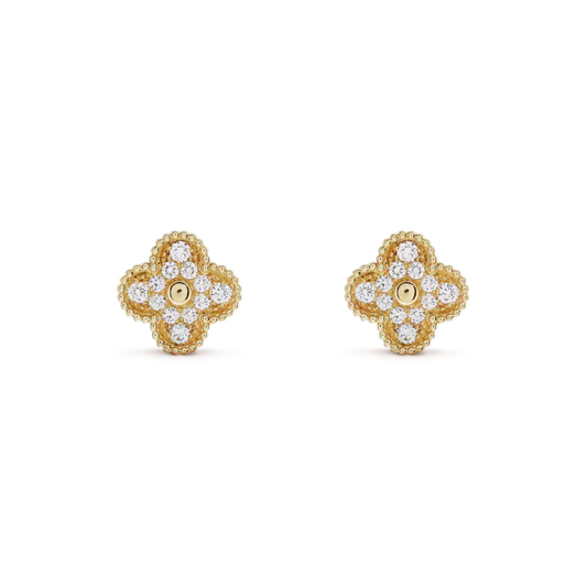 [Love Lucky]CLOVER MEDIUM 1 MOTIFS VOLLE DIAMANT-OHRRINGE