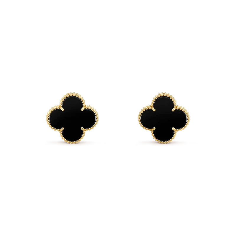 [Love Lucky]CLOVER MEDIUM 1 MOTIVE ONYX OHRSTECKER