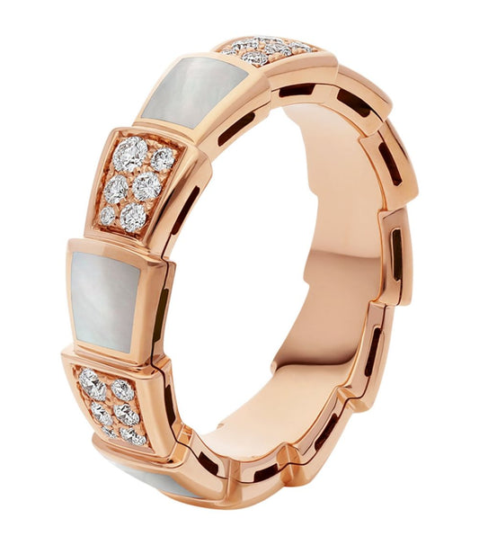 [Love Lucky] Serpenti Ring Roségold mit Perlmutt und 4 mm Diamanten