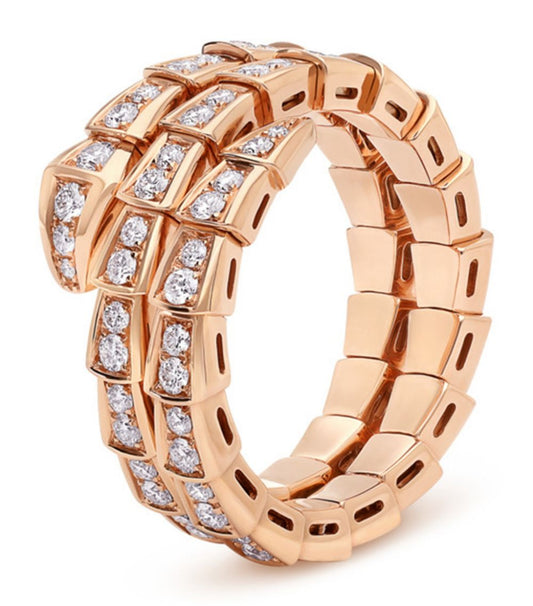 [Love Lucky]SERPENTI RING ROSA GOLD DIAMANT DOPPELREIHIG