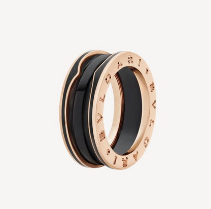 [Love Lucky]ZERO 1 TWO-BAND WITH MATTE BLACK CERAMIC PINK GOLD RING
