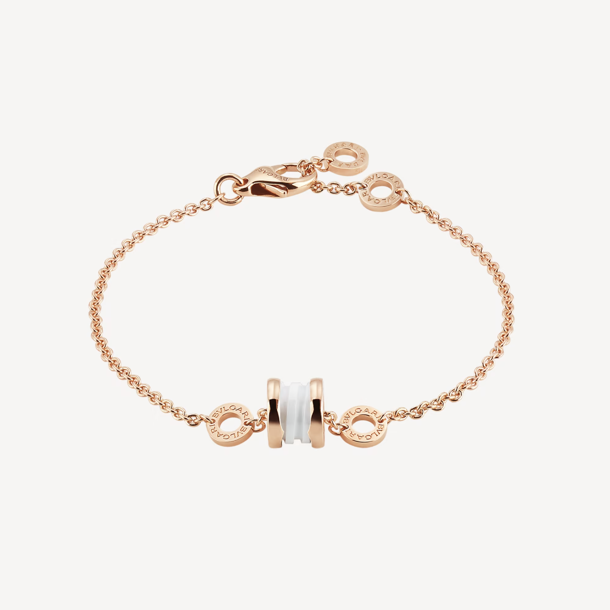 [Love Lucky]ZERO 1 WEICHES ROSA GOLD UND WEISSES KERAMIKARMBAND