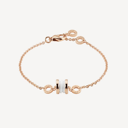 [Love Lucky]ZERO 1 WEICHES ROSA GOLD UND WEISSES KERAMIKARMBAND