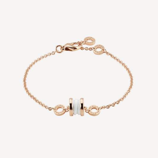 [Love Lucky]ZERO 1 WEICHES ROSA GOLD UND WEISSES KERAMIKARMBAND