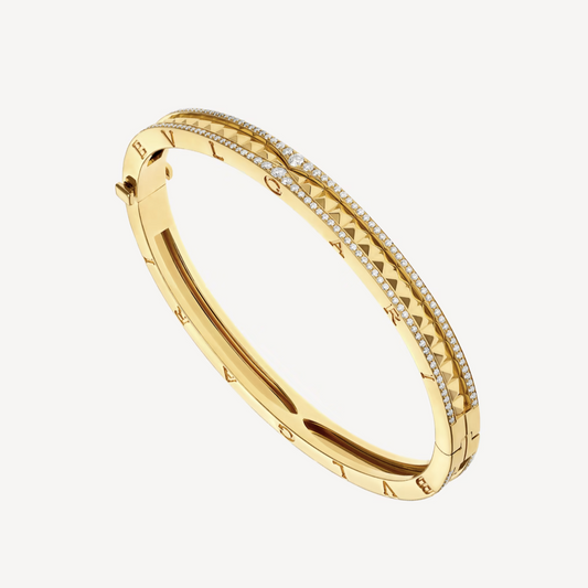 [Love Lucky]ZERO 1 SPIRAL UND PAVED DIAMOND GOLD ARMBAND