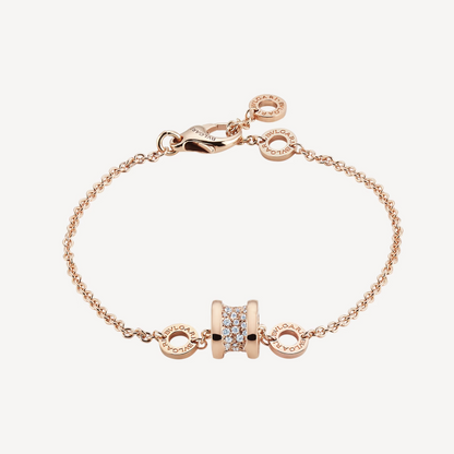 [Love Lucky]ZERO 1 WEICHES ROSA GOLD MIT DIAMANTEN AUF DEM SPIRALARARMBAND