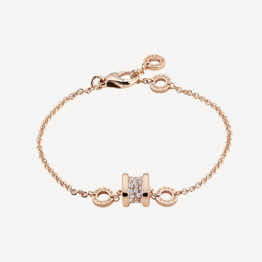 [Love Lucky]ZERO 1 WEICHES ROSA GOLD MIT DIAMANTEN AUF DEM SPIRALARARMBAND