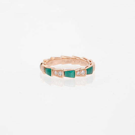 [Love Lucky]SERPENTI RING ROSA GOLD MALACHIT DIAMANT 3MM