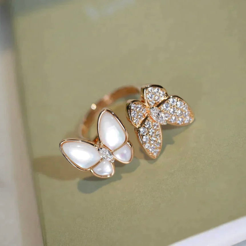 [Love Lucky]TWIN BUTTERFLY DIAMOND MOP RING