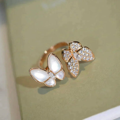 [Love Lucky]TWIN BUTTERFLY DIAMOND MOP RING