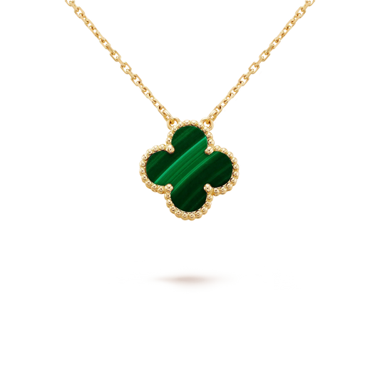 [Love Lucky]CLOVER 15MM MALACHITE SINGLE FLOWER  NECKLACE
