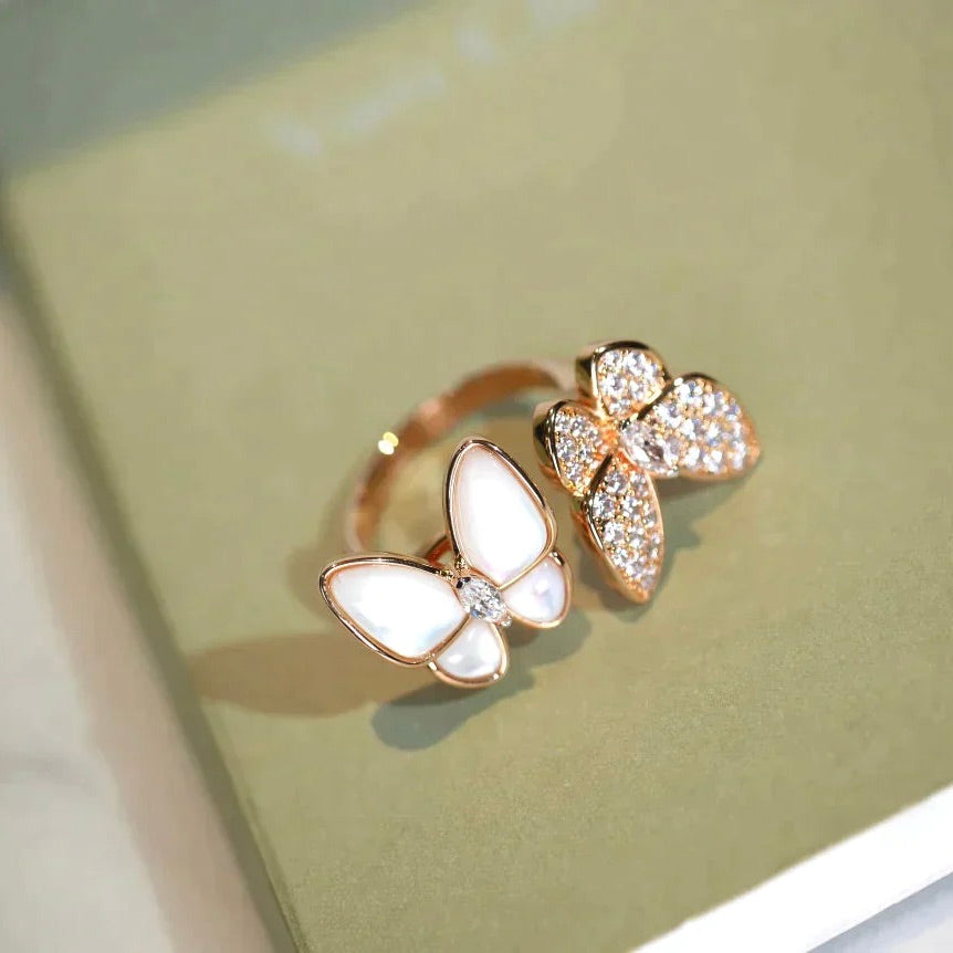 [Love Lucky]TWIN BUTTERFLY DIAMOND MOP RING