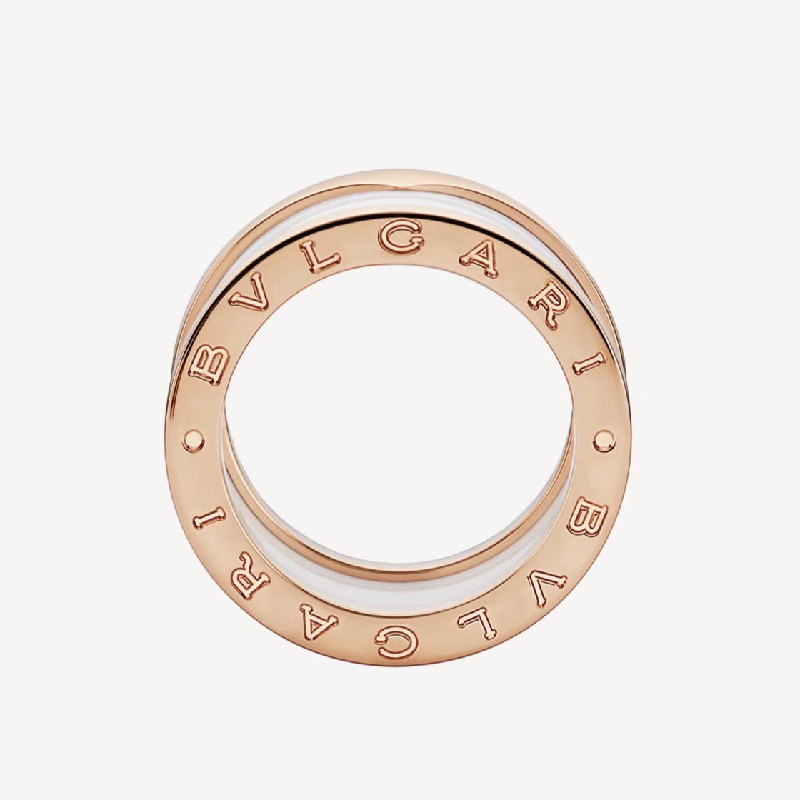 [Love Lucky]ZERO 1 Vierband-Schleifen und weißer Keramik-Spiral-Ring in Roségold