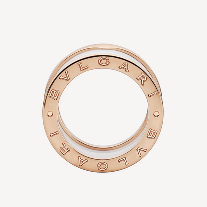 [Love Lucky]ZERO 1 Vierband-Schleifen und weißer Keramik-Spiral-Ring in Roségold