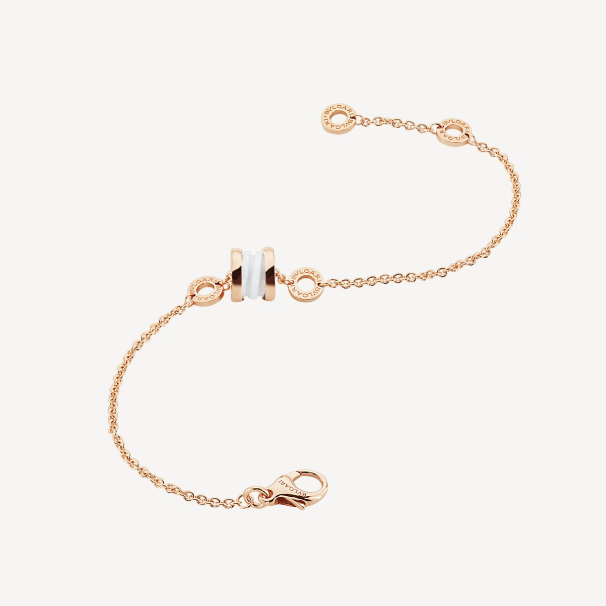 [Love Lucky]ZERO 1 WEICHES ROSA GOLD UND WEISSES KERAMIKARMBAND